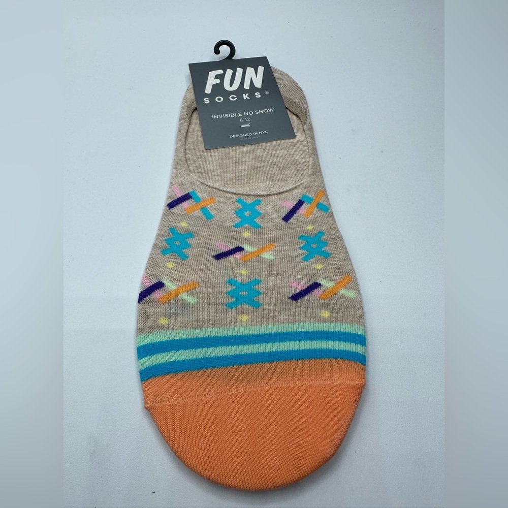 Men's Fun Socks Bright Multicolor Geometric Invisible No Show Socks Size 6-12
